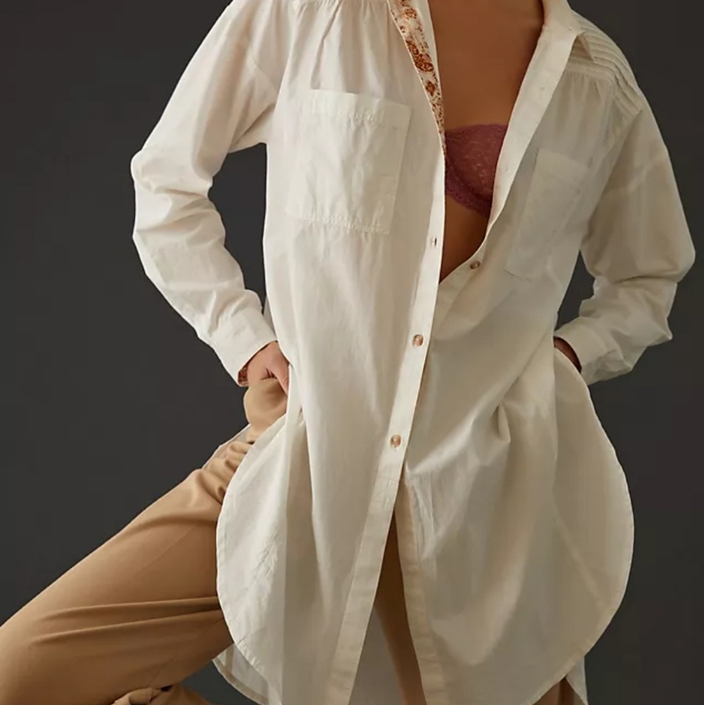 Anthropologie Picro Henley Long Shirt Sz S/M